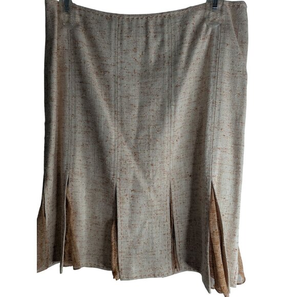 Elie Tahari Midi Skirt Womens Sz 6P Pigalle Tweed Lacey Pleats Retro Academia - Picture 4 of 10